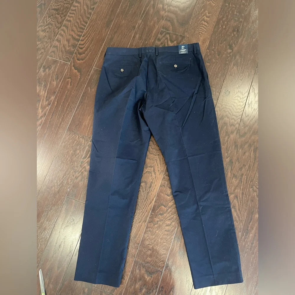 J. CREW Flex Bedford Chino Blue Pants Size 36x32 Flat Front NEW